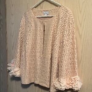 Joan Rivers Blush Textured Top with Ruffle Cuffs